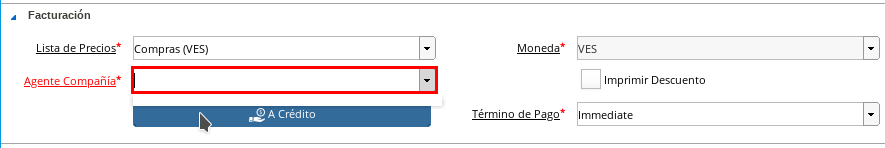 Campo Agente Compania