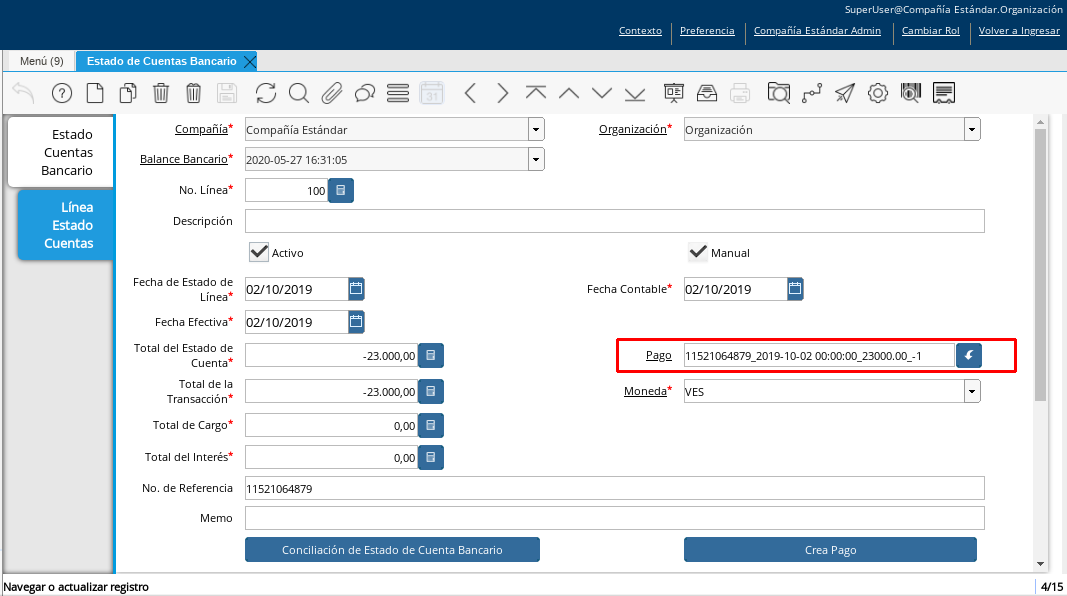 Campo Pago Comisiones