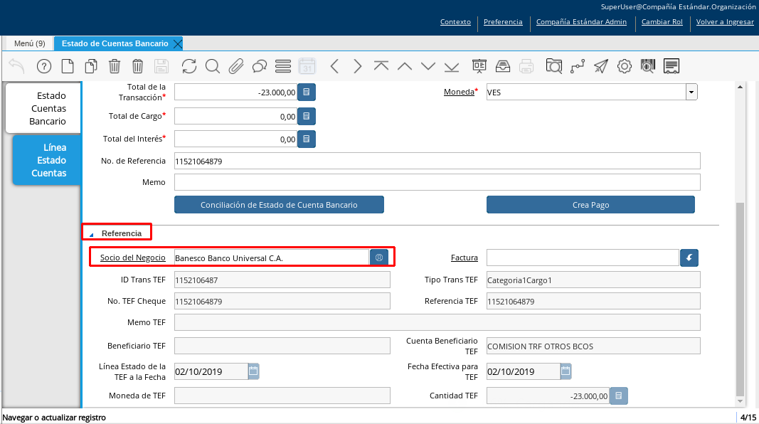 Campo Socio Negocio Comisiones