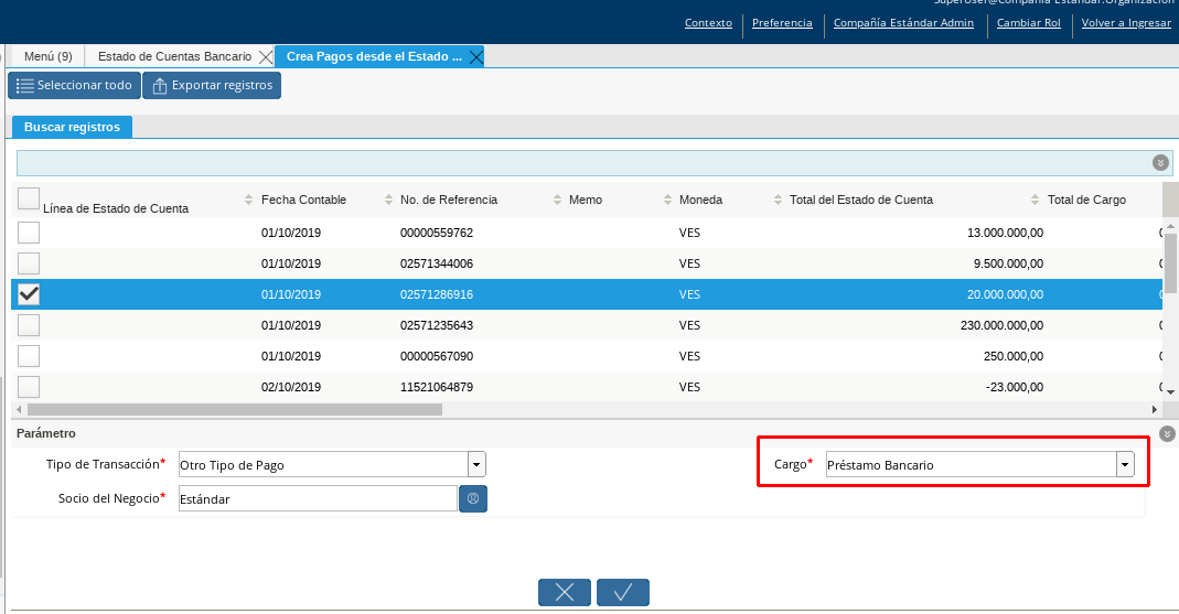Cargo Otro Tipo de Pago