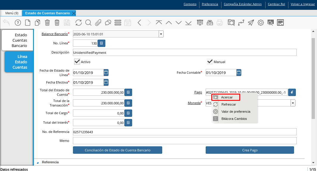 Acercar Pago Cobro sin Identificar