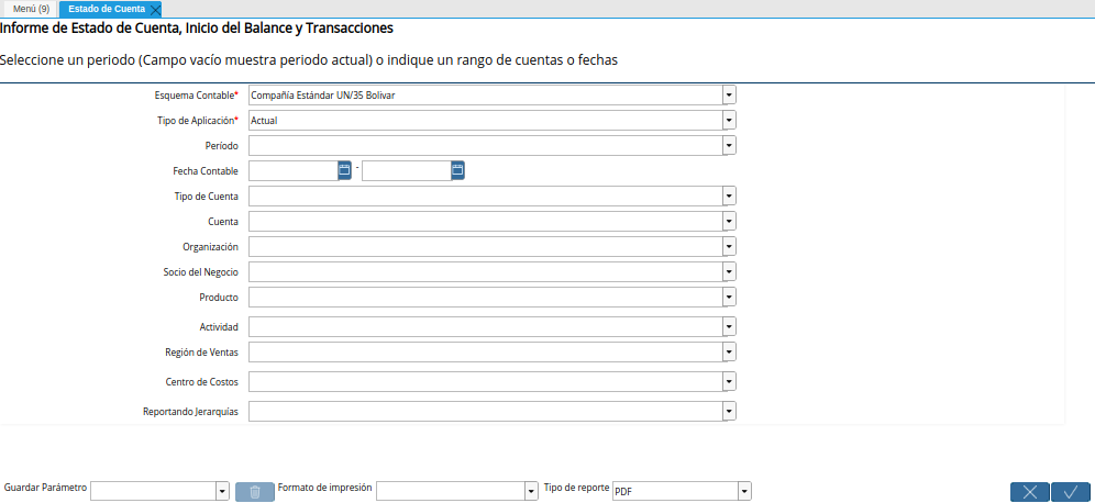 Ventana Estado de Cuenta
