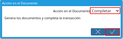 acción completar y opción ok orden multimoneda