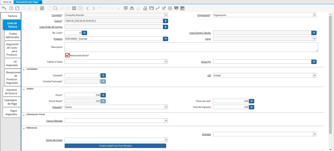 Checklist Relacionado Activo