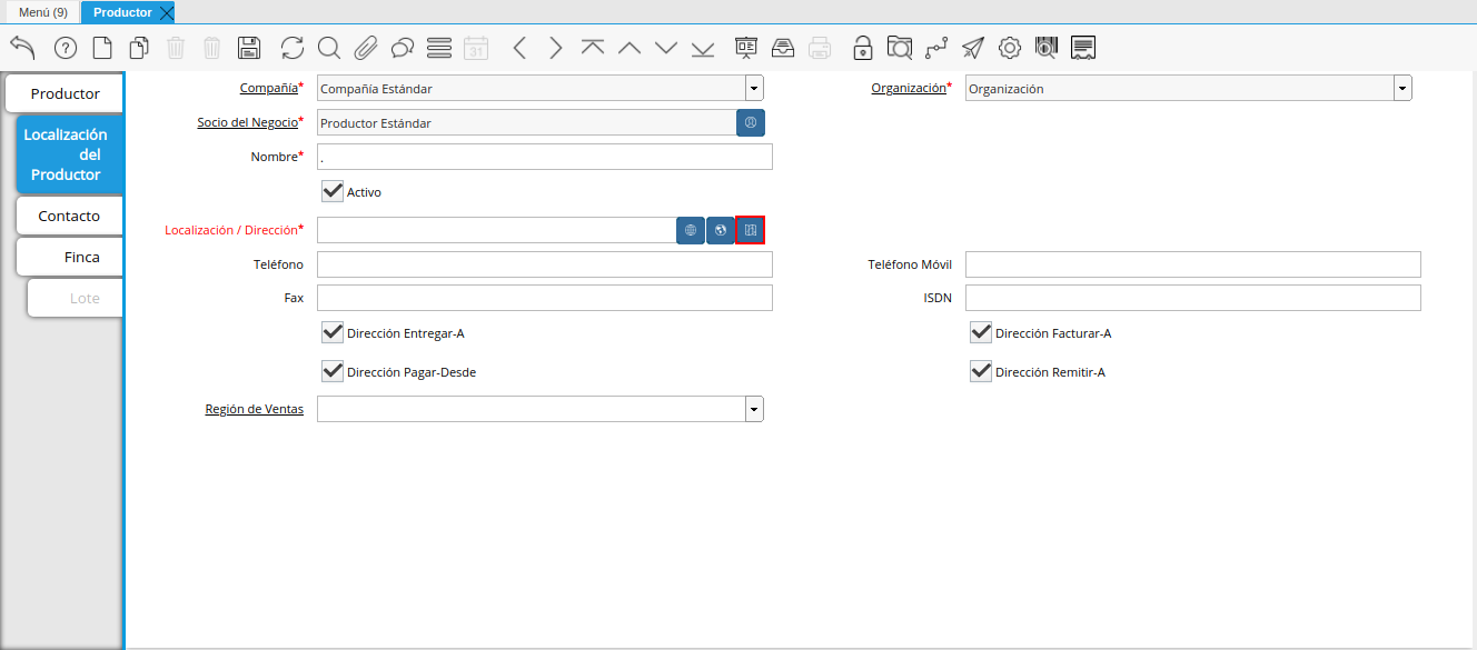 Campo Localización / Dirección