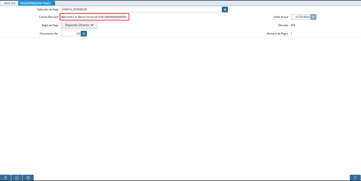Campo Cuenta Bancaria