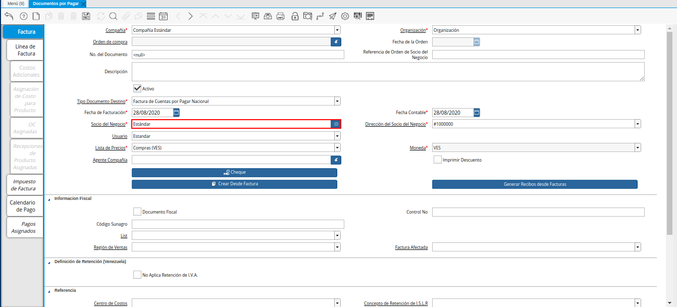 Campo Socio del Negocio