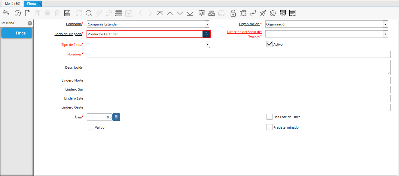 campo socio del negocio de la ventana finca