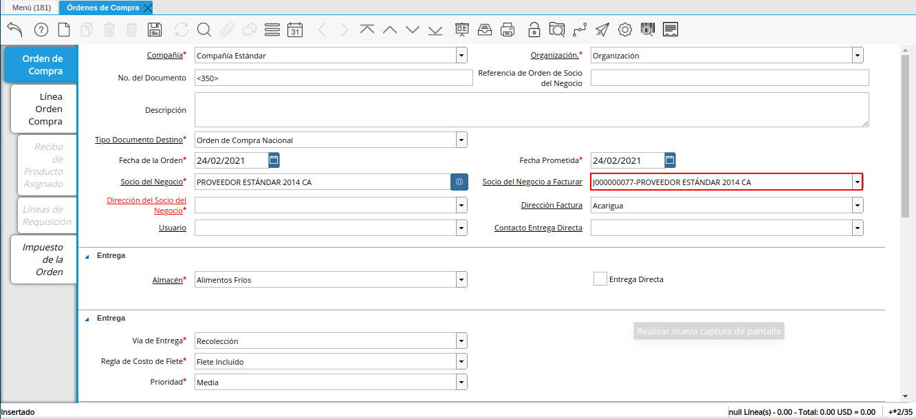campo socio del negocio a facturar orden multimoneda