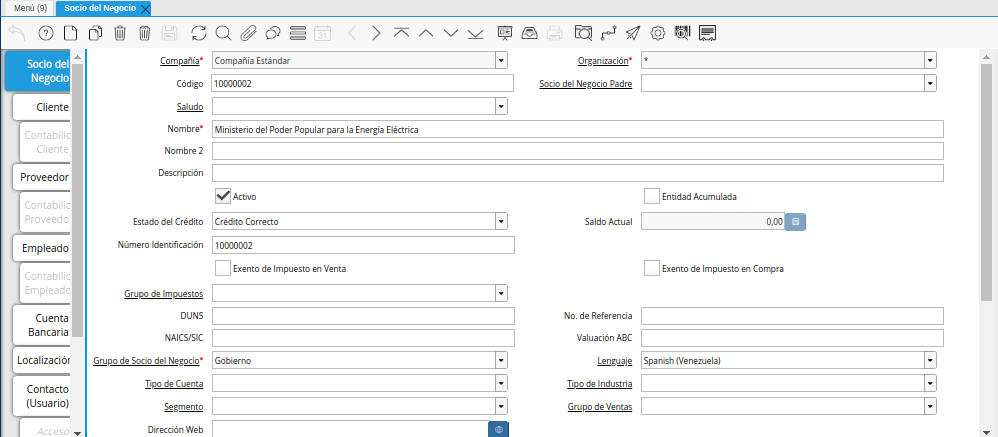 Ventana Socio del Negocio