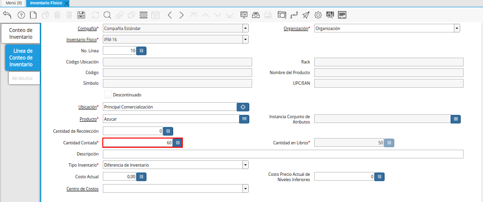 Campo Cantidad Contada