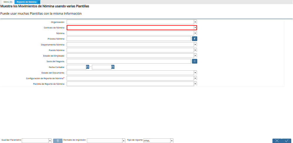 Campo Contrato de Nómina