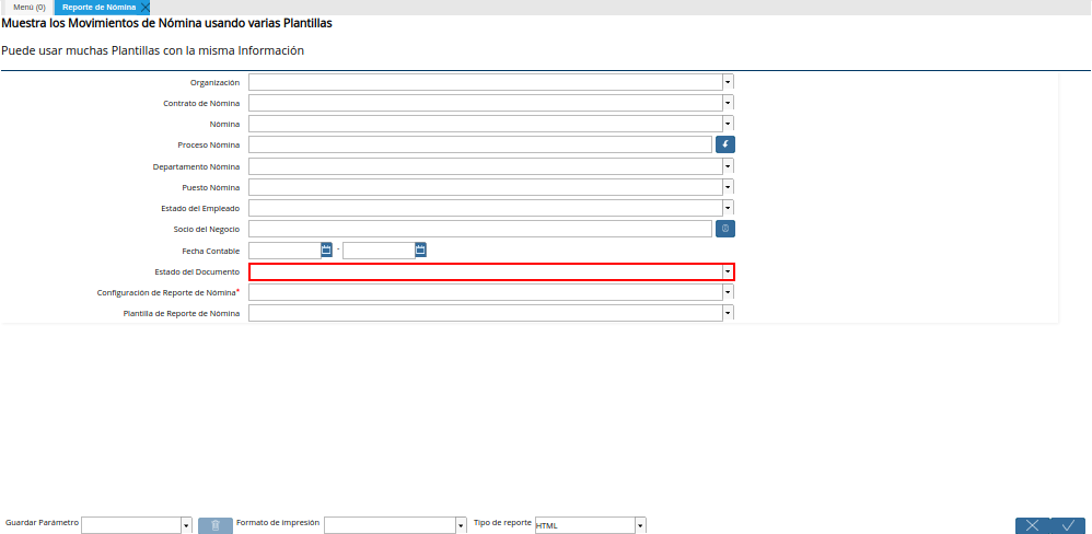 Campo Estado del Documento