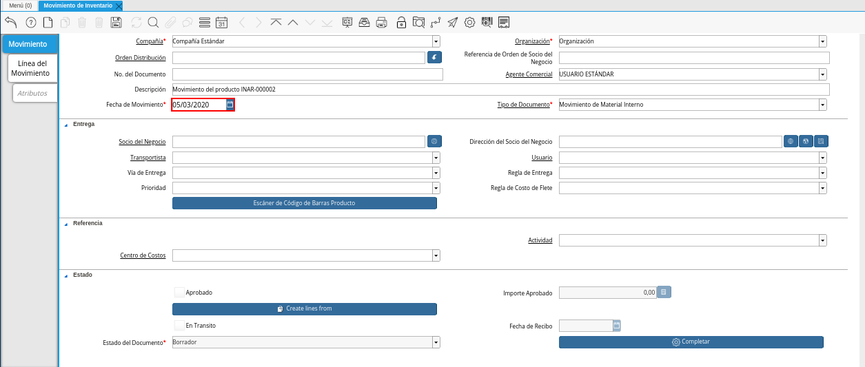 Campo Fecha de Movimiento
