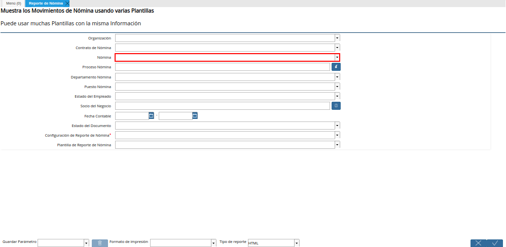 Campo Nómina del Empleado