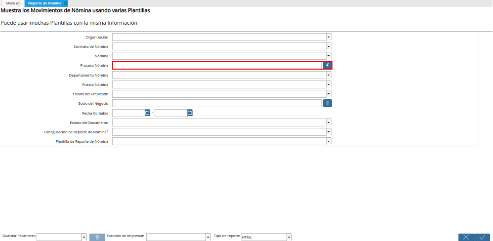 Campo Proceso Nómina