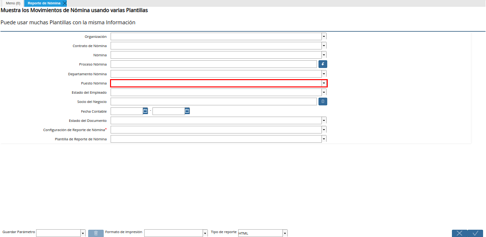 Campo Puesto Nómina