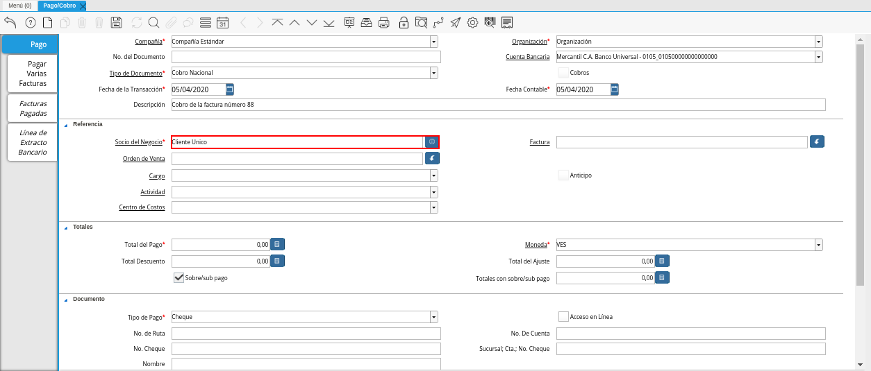 Campo Socio del Negocio Cliente
