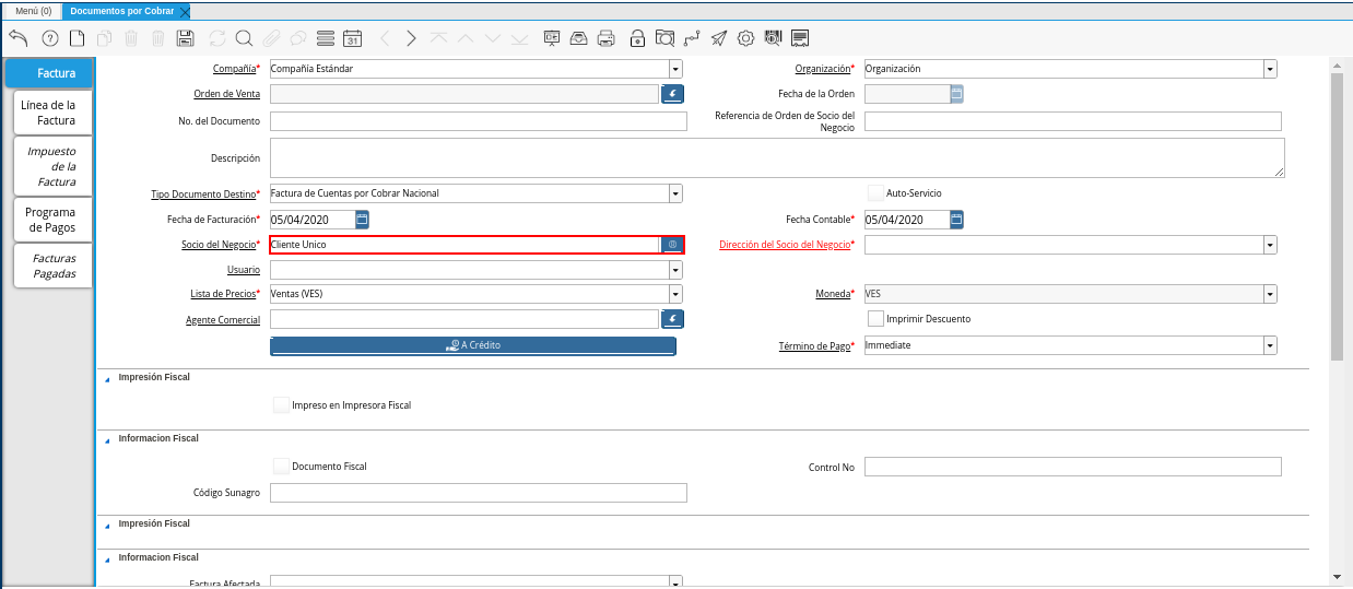 Campo Socio del Negocio