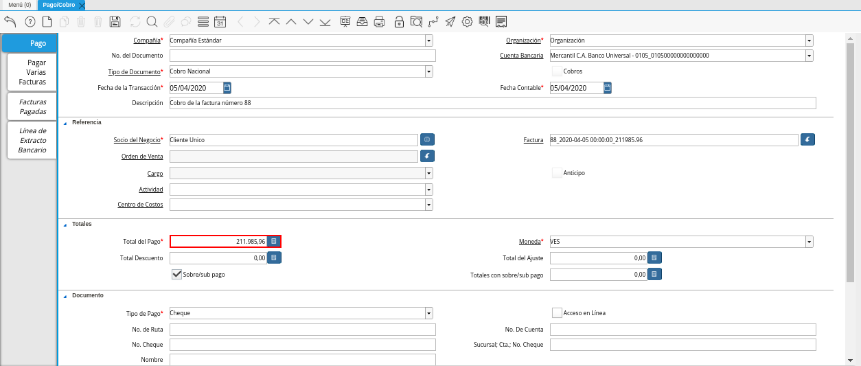 Campo Total del Pago