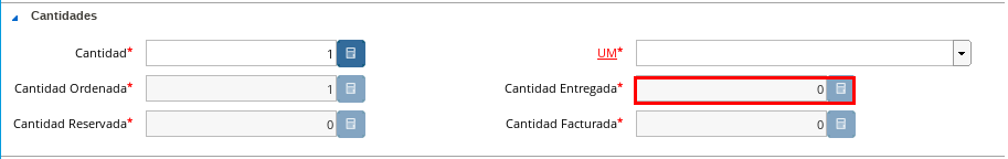Campo Cantidad Entregada