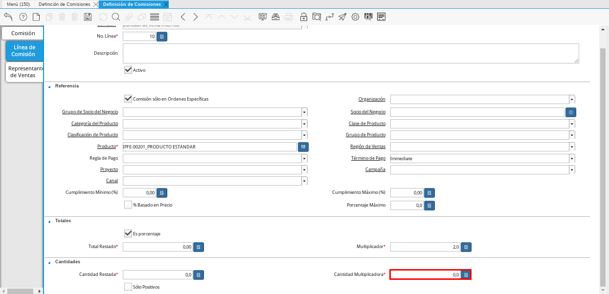 Campo Cantidad Multiplicadora