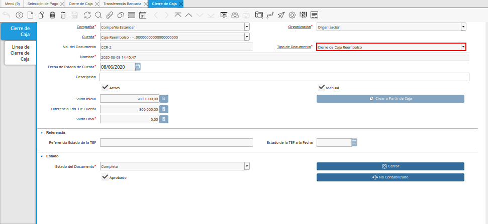 Cierre de Caja Final