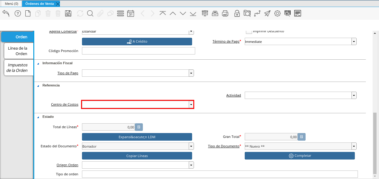 Campo Centro de Costos
