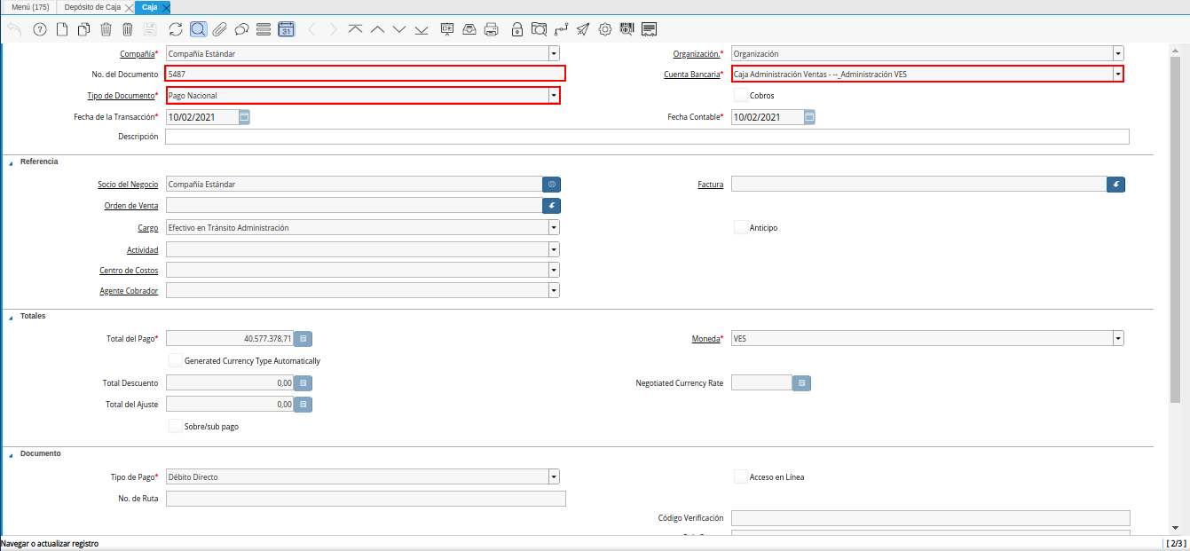 consulta de egreso en caja por deposito