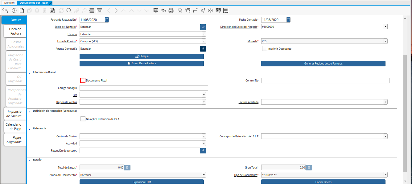 Checklist Documento Fiscal de la Nota de Crédito de CxP