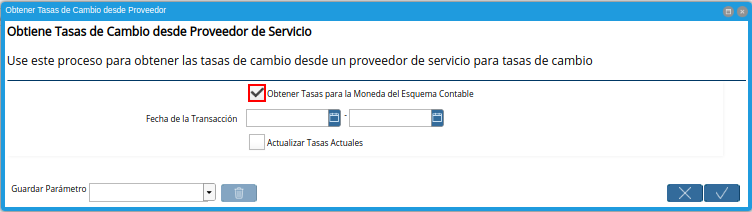 checklist obtener tasas para la moneda del esquema contable