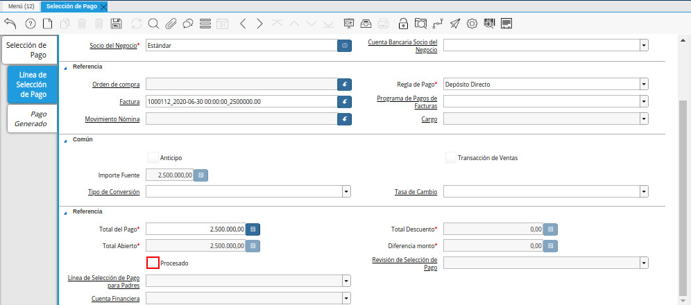 Checklist Procesado del Documento Orden de Pago desde Factura