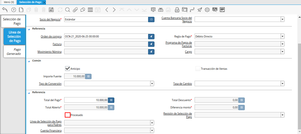 Checklist Procesado del Documento Orden de Pago desde Orden