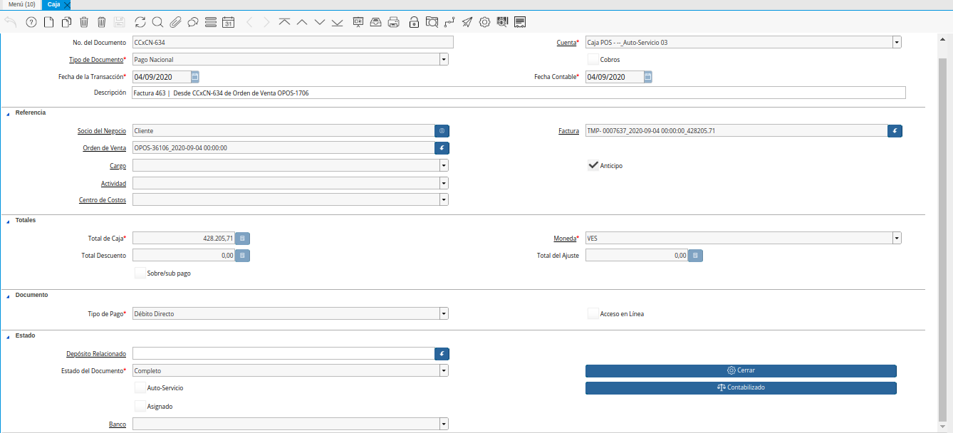 consulta de pago nacional generado en caja