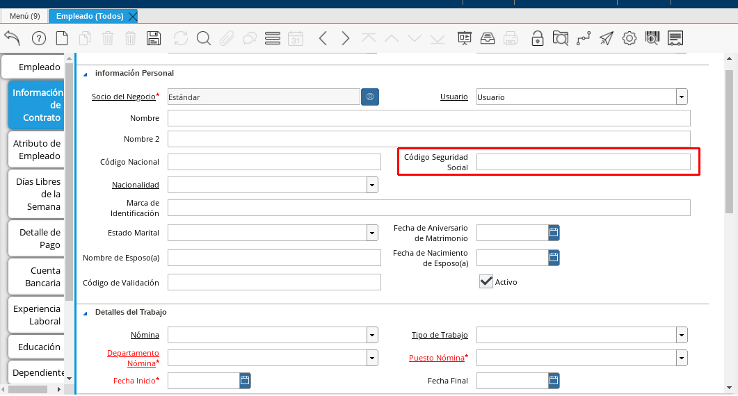 Campo Seguridad Social