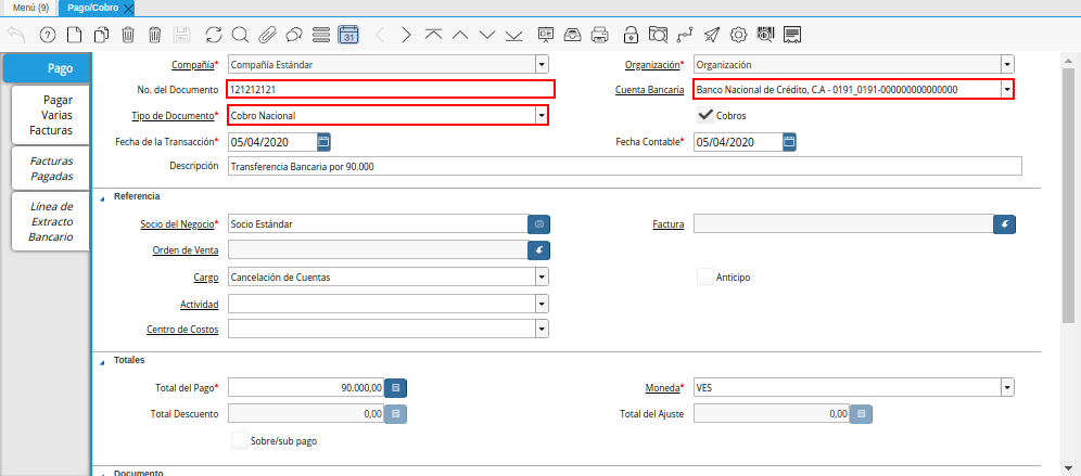 Cobro en Ventana Pago/Cobro