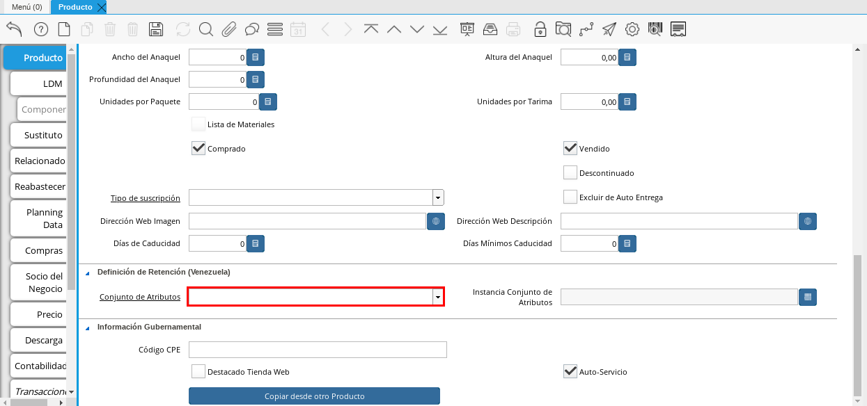 Campo Conjunto de Atributos