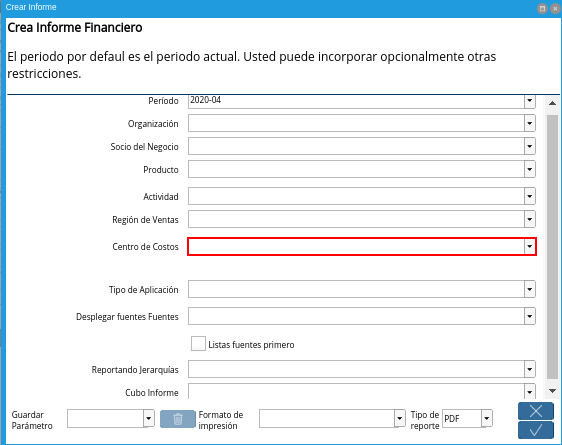 Campo Centro de Costos