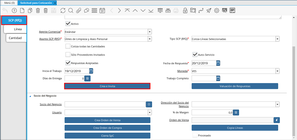 Opción Crea e Invita