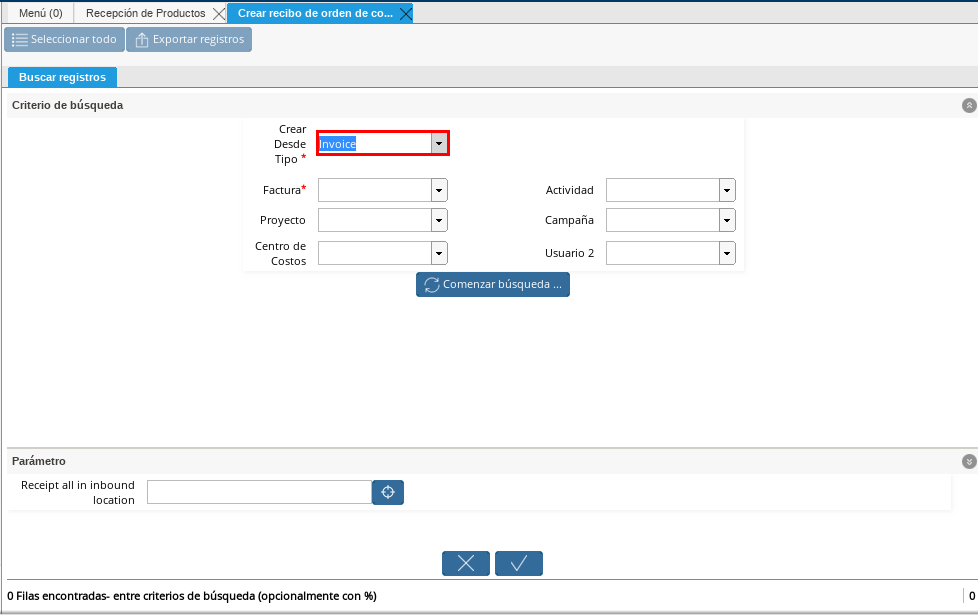 Campo Crear Desde Tipo