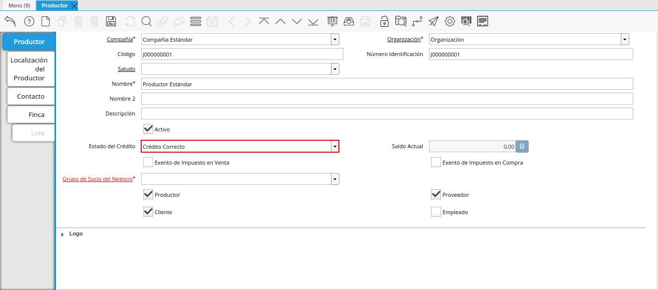 Campo Estado de Crédito