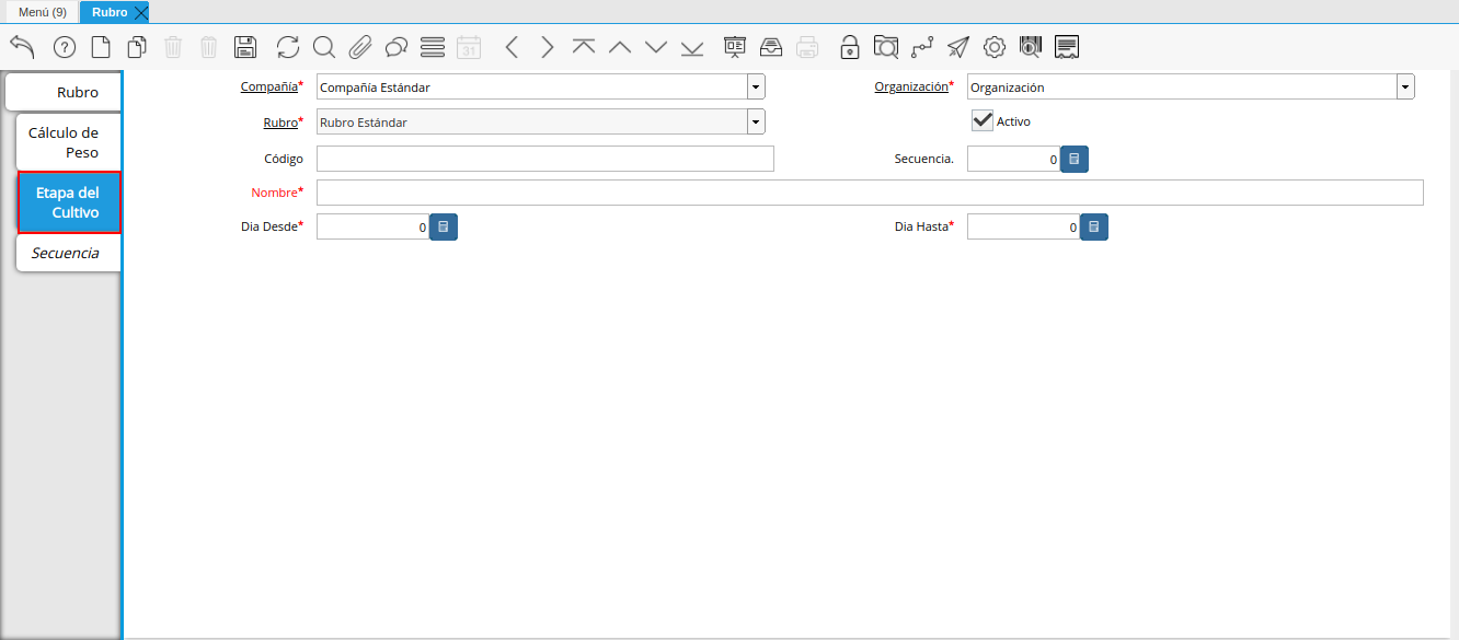 pestaña etapa del cultivo