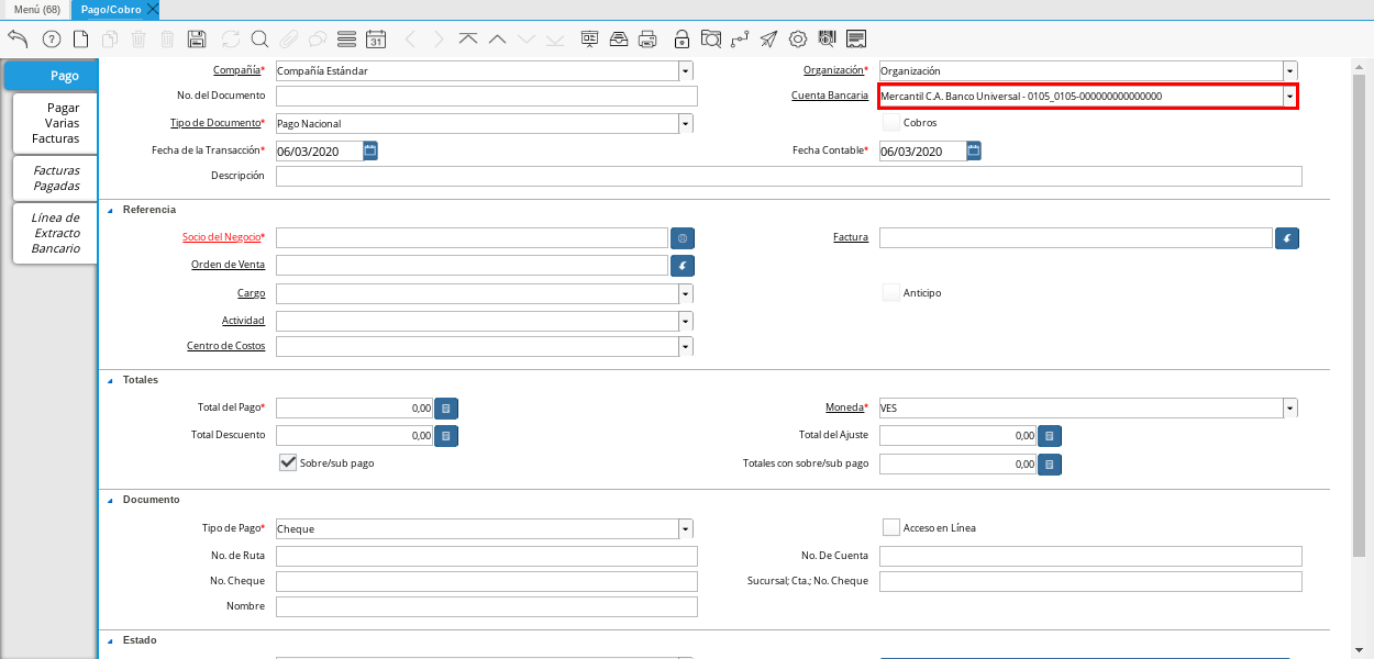 Campo Cuenta Bancaria