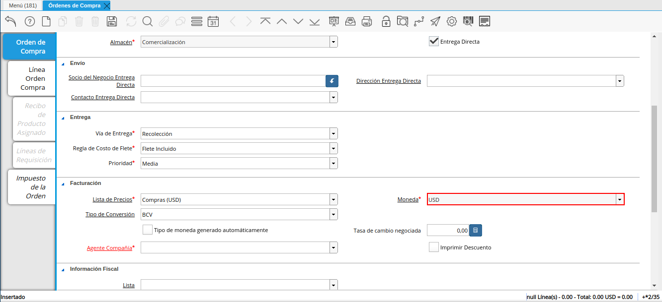 campo moneda orden multimoneda
