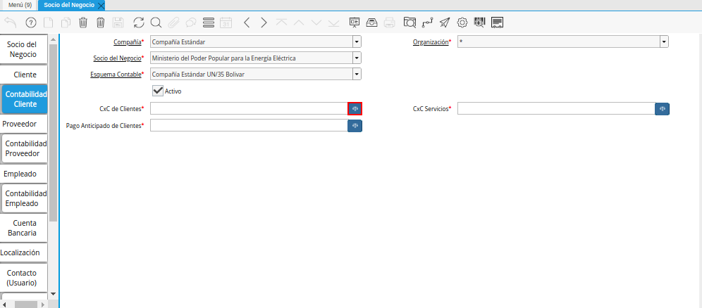Campo CxC de Clientes