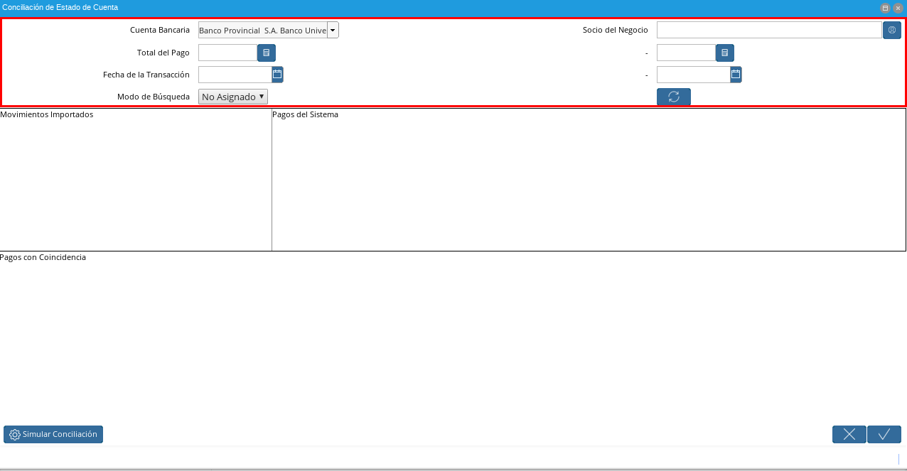 Ventana de Búsqueda Inteligente para Conciliación