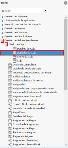 menu deposito a caja