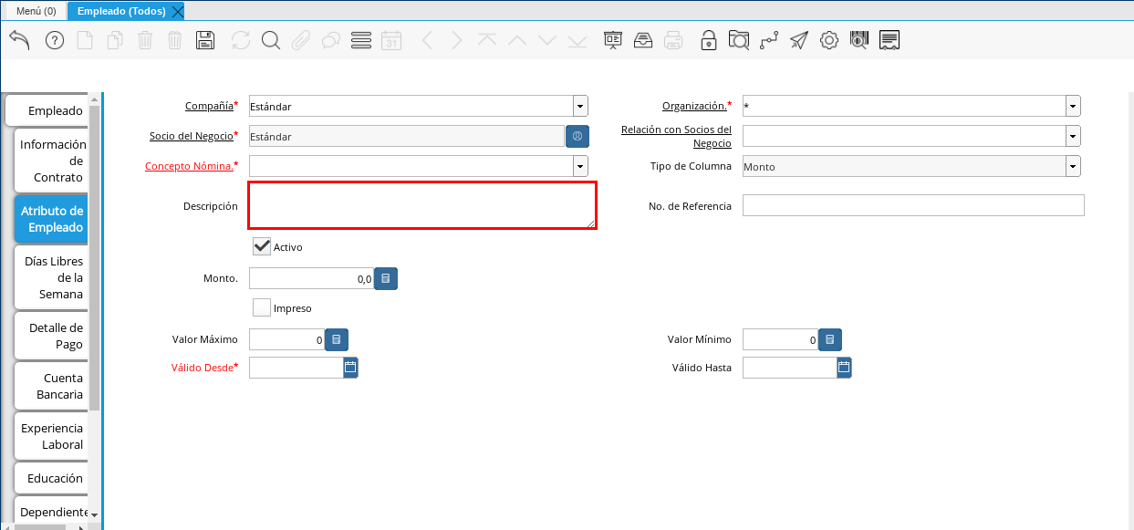 Campo Descripción Concepto