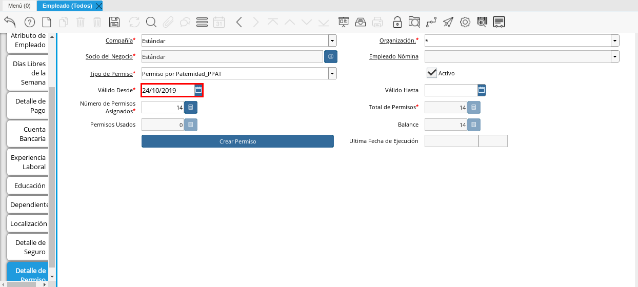 Campo Válido Desde Permiso