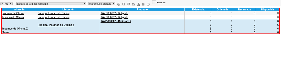 Detalle de Almacenamiento Antes